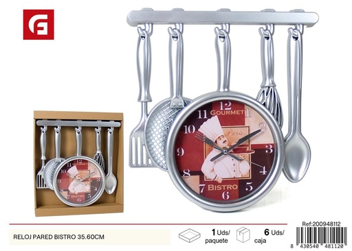 [200948112] Reloj de pared Bistro 35.60 cm - Decoración