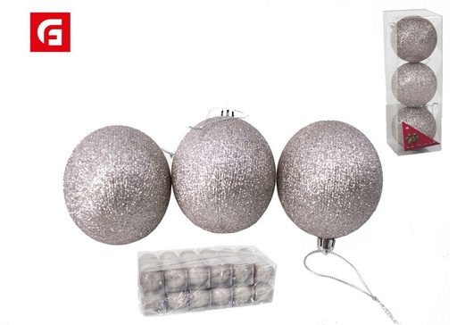 [200967246] Bola de Navidad 8 cm glitter plata - Decoraciones navideñas