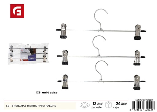 [200972902] Set de 3 perchas de hierro para faldas - Organización del hogar