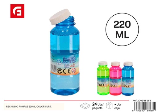 [200988181] Recambio de pompas 220ml surtido - Juguetes y accesorios de burbujas