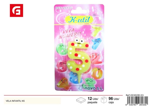 [203028133] Vela infantil número 5 - Velas de cumpleaños decorativas