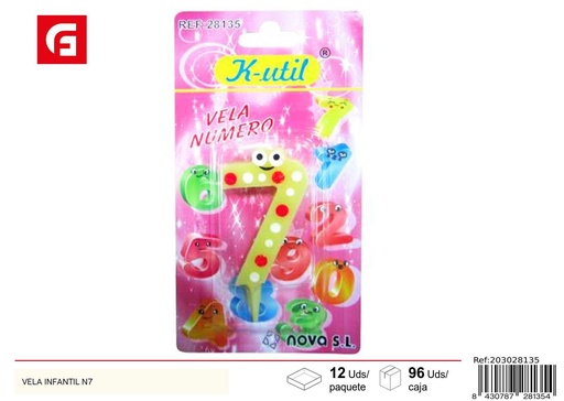 [203028135] Vela infantil número 7 - Velas de cumpleaños decorativas
