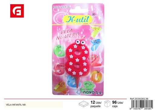 [203028136] Vela infantil número 8 - Velas de cumpleaños decorativas