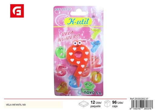 [203028137] Vela infantil número 9 - Velas de cumpleaños decorativas