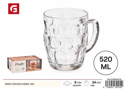[201884570] Jarra de cerveza 520 ml con asa - Utensilios de vidrio para beber