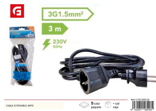 [170158518] Cable extensible 3 metros - Prolongador eléctrico