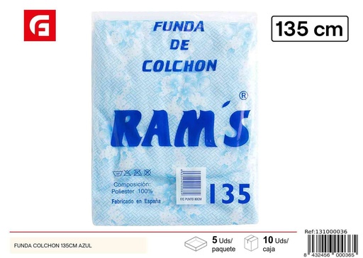 [131000036] Funda colchón 135cm azul para protección