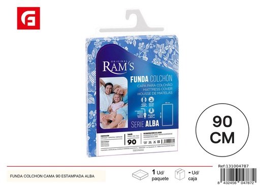 [131004787] Funda de colchón estampada Alba cama 90 para protección y decoración de cama