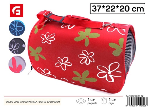 [302902122] Bolso de viaje pequeño de tela con estampado de flores 37x22x20cm