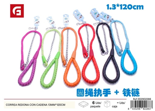 [302902286] Correa redonda con cadena 13mm*120cm - Correas y collares para mascotas