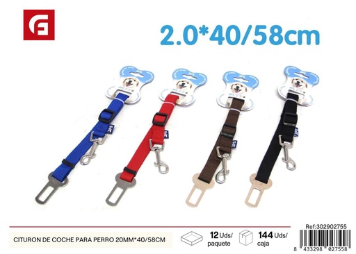 [302902755] Cinturón de coche para perro 20mm x 40/58 cm - Accesorios para mascotas