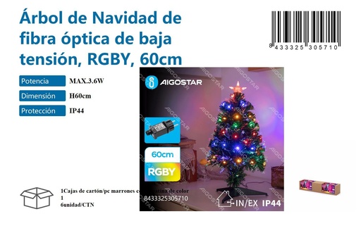 [171030571] Árbol de Navidad fibra óptica 60 cm RGB - Adornos y luces navideñas