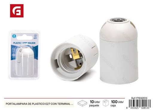 [171032013] Portalámpara de plástico E27 con terminal de resorte blanco - Accesorios eléctricos 