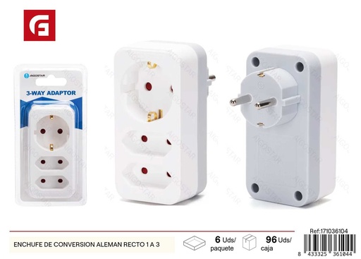 [171036104] Enchufe de conversión alemán recto 1 a 3 - Accesorios eléctricos