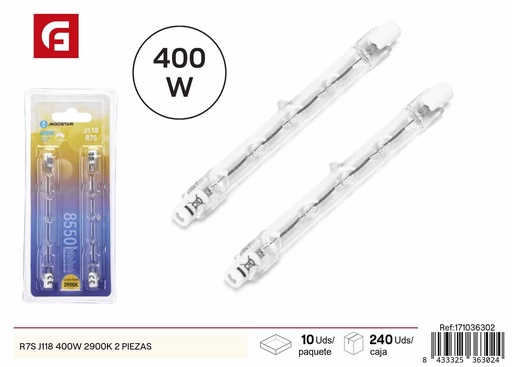 [171036302] Bombilla halógena R7S J118 400W 2900K (2 piezas) - Iluminación halógena