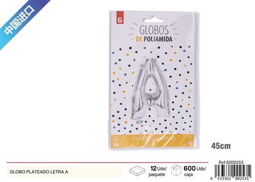 [6200253] Grosor letra "A" globo plateado - Artículos de fiesta
