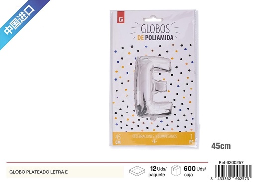 [6200257] Globo plateado letra E para celebraciones