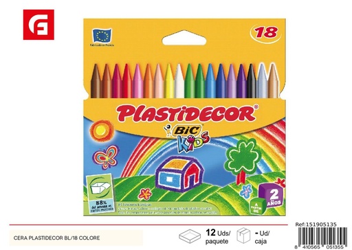 [151905135] Ceras plastidecor 18 colores surtidos - Material de arte