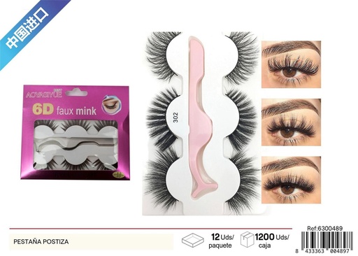 [6300489] Pestañas postizas de 3 pares - Accesorios de belleza