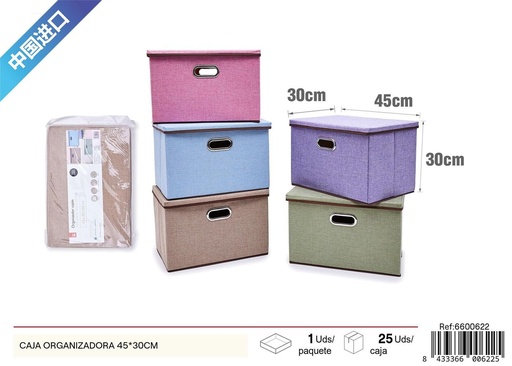 [6600622] Caja organizadora grande de algodón y lino 45x30cm