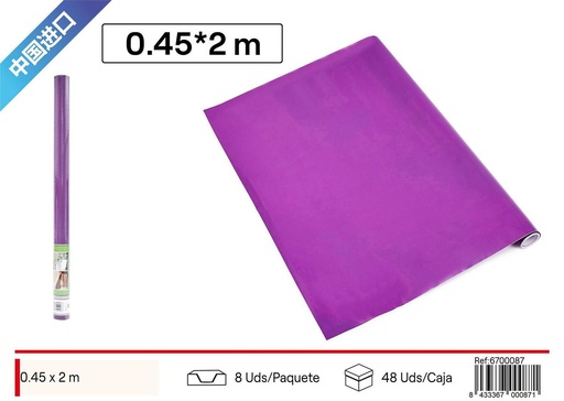 [6700087] Rollo adhesivo papel decorativo en color morado oscuro 0.45x2m