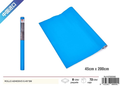 [6700090] Rollo adhesivo papel decorativo en color azul 0.45x2m