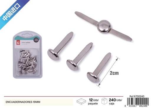 [6700240] Encuadernadores de 19 mm (blanco) - Material escolar y encuadernación