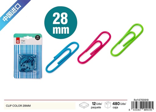 [6700919] Clip de color 28mm - Material de oficina y papelería