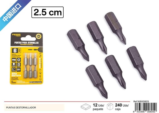 [6800805] Puntas de destornillador PH0 6pcs para herramientas y bricolaje