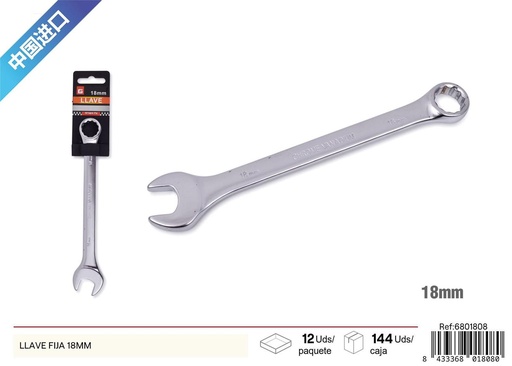 [6801808] Llave fija 18mm para trabajos de mecánica y bricolaje