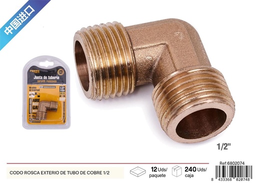 [6802074] Codo rosca exterior de tubo de cobre 1/2 para fontanería