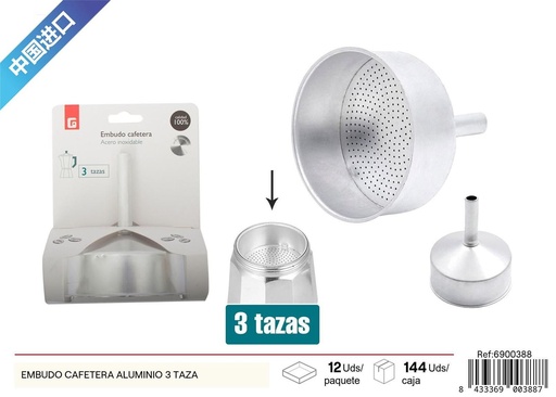 [6900388] Embudo de cafetera de aluminio para 3 tazas