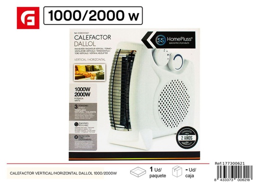 [177300621] Cafector vertical/horizontal Dallol 1000/2000W - Equipos de calefacción