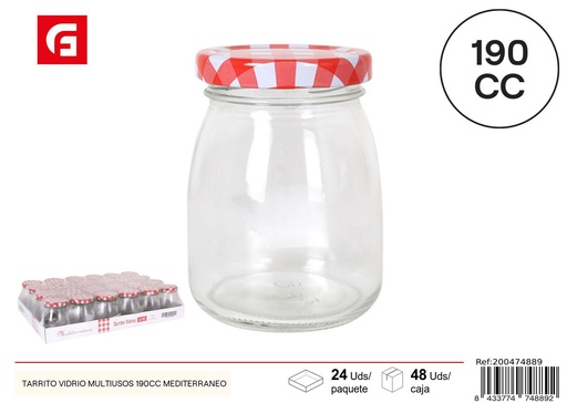 [200474889] Tarrito de vidrio multiusos 190 cc Mediterráneo - Envases y tarros de cocina