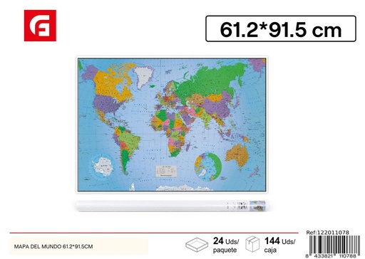 [122011078] Mapa del mundo 61.2x91.5 cm - Material escolar