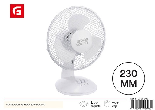 [170355505] Ventilador de mesa 20W blanco para refrescar ambientes