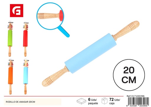 [100396] Rodillo de amasar de 20 cm con mango de madera - Utensilios de cocina