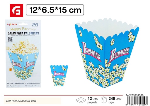 [203934589] Caja para palomitas 3pcs para fiestas