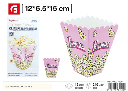 [203934590] Cajas para palomitas de maíz 3 piezas - Artículos de fiesta y decoración