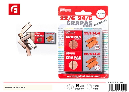 [152057015] Grapas 22/6 blister - Material de oficina