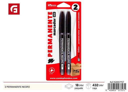 [152057757] Marcadores permanentes negros 2 unidades - Material escolar