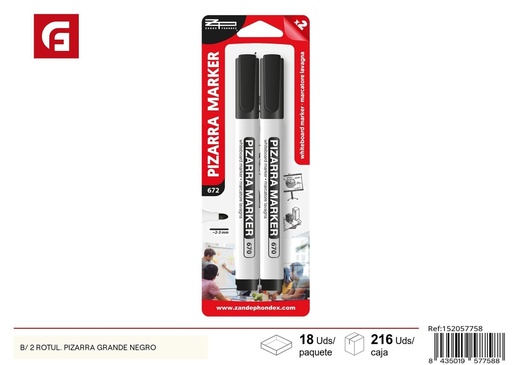 [152057758] Set de 2 rotuladores de pizarra grande de color negro - Material escolar y escritura