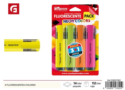 [152057821] Set de 4 marcadores fluorescentes - Material escolar y subrayadores