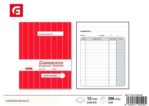 [154120549] CAMARERO DE BOLSILLO - Material de oficina y facturación