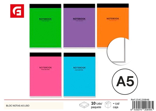 [154120846] Bloque de notas A5 liso - Material escolar