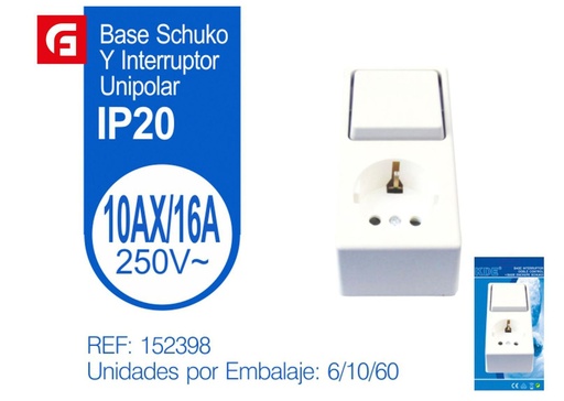 [170315239] Base Schuko con interruptor para electricidad