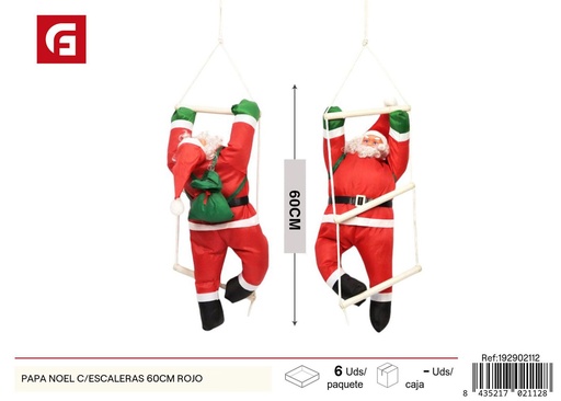 [RE72112] Papa Noel con escaleras 60 cm en rojo - Decoración navideña