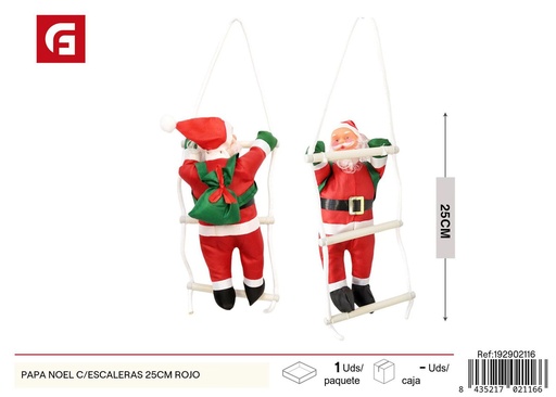 [192902116] Papá Noel c/escaleras 25cm rojo - Decoraciones navideñas