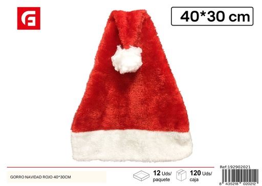 [192902021] Gorro de Navidad rojo 40*30 cm - Accesorio navideño