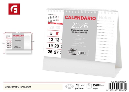 [204028987] Calendario 19x15.5 cm - Artículos de papelería